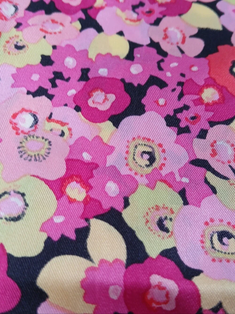 Echo Floral Silk Scarf in Pink, Yellow & Black
